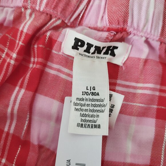 PINK by Victoria's Secret Pink & Red Plaid Ruffle Lounge Shorts Large - Picture 3 of 9